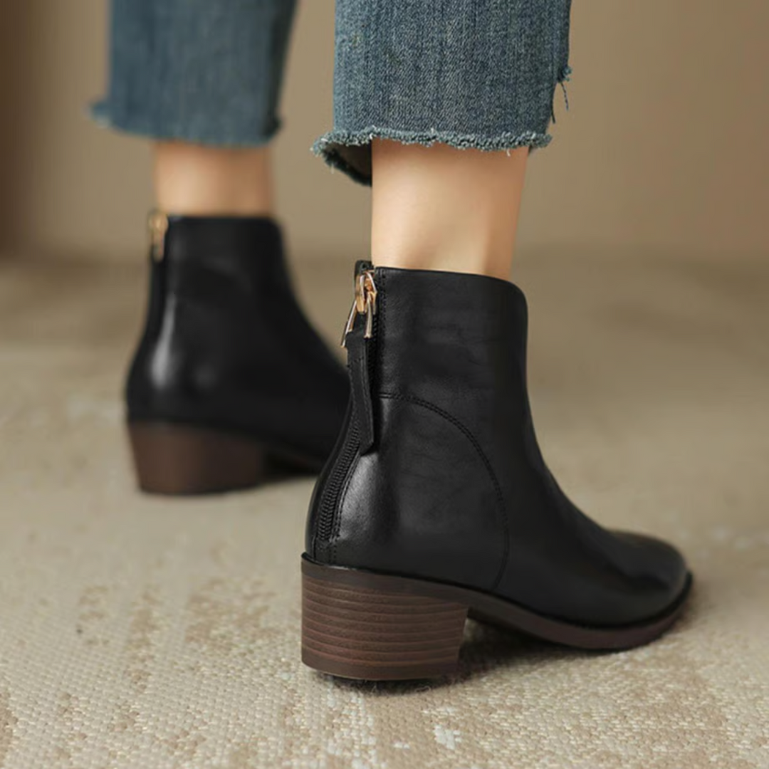 CAMILLE | Luxury Ankle Boots with Low Heels