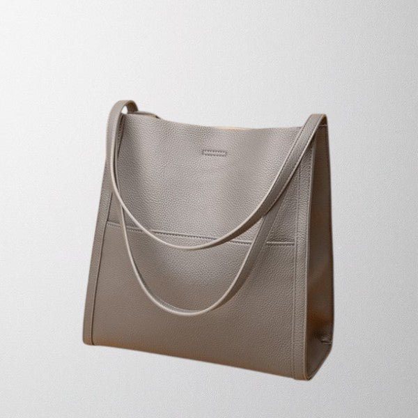 Olivia - Solid color simple genuine leather shoulder bag