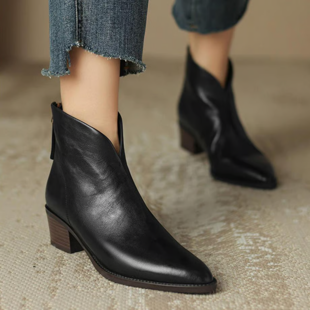 CAMILLE | Luxury Ankle Boots with Low Heels