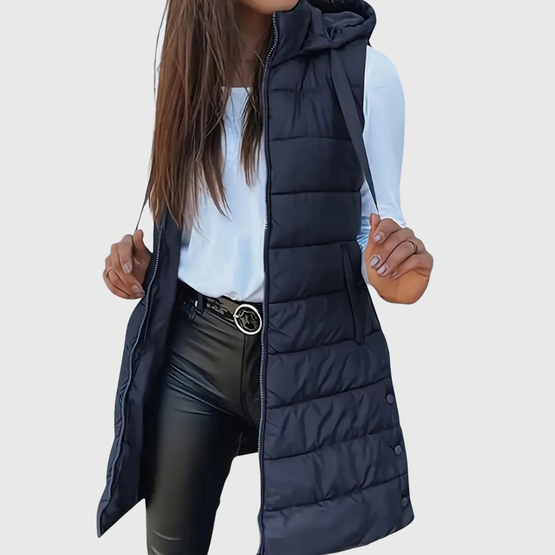 RAIN | Hooded Long Puffer Vest