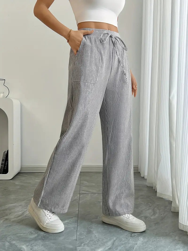 Alina™ | Elegant Striped Trousers with Pockets